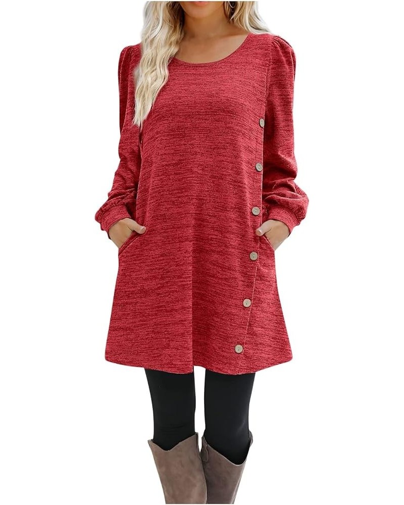 Christmas Dresses for Women Elegant Plus Size Casual T Shirt Dresses Fall Loose Flowy Swing Tunic Dress 03 Red $14.05 Dresses