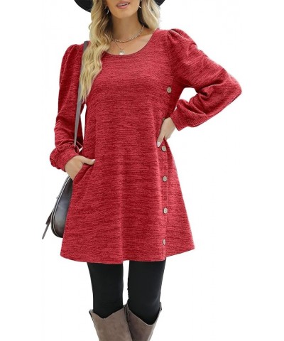 Christmas Dresses for Women Elegant Plus Size Casual T Shirt Dresses Fall Loose Flowy Swing Tunic Dress 03 Red $14.05 Dresses