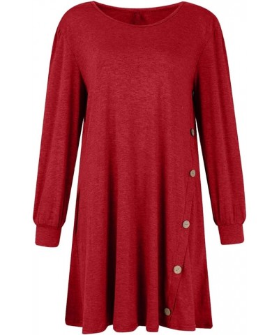 Christmas Dresses for Women Elegant Plus Size Casual T Shirt Dresses Fall Loose Flowy Swing Tunic Dress 03 Red $14.05 Dresses