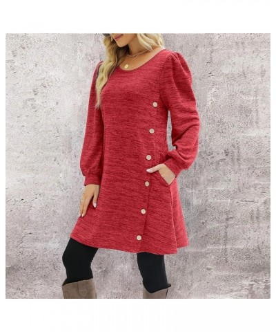 Christmas Dresses for Women Elegant Plus Size Casual T Shirt Dresses Fall Loose Flowy Swing Tunic Dress 03 Red $14.05 Dresses