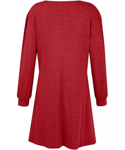 Christmas Dresses for Women Elegant Plus Size Casual T Shirt Dresses Fall Loose Flowy Swing Tunic Dress 03 Red $14.05 Dresses