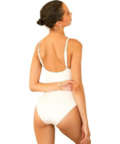 Bliss One Piece Bathing Suit with Crisscross Style, Swimming Suit for Women with Plunging Neckline Dove $24.76 Swimsuits