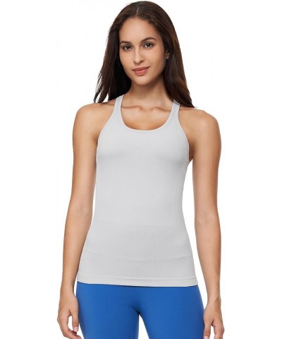 Yoga Racerback Tank Top for Women with Built in Bra,Women's Padded Sports Bra Fitness Workout Running Shirts Quiet-gray $13.6...