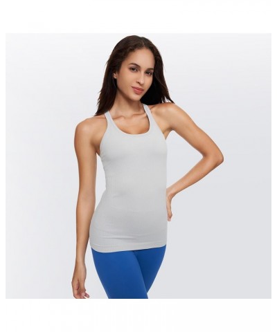 Yoga Racerback Tank Top for Women with Built in Bra,Women's Padded Sports Bra Fitness Workout Running Shirts Quiet-gray $13.6...