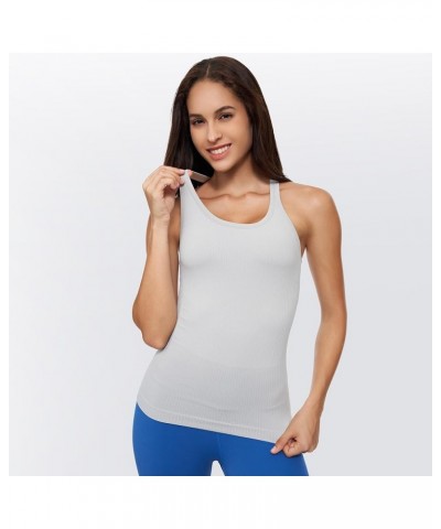 Yoga Racerback Tank Top for Women with Built in Bra,Women's Padded Sports Bra Fitness Workout Running Shirts Quiet-gray $13.6...