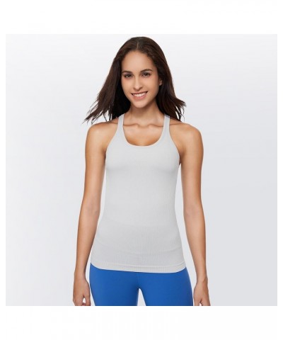 Yoga Racerback Tank Top for Women with Built in Bra,Women's Padded Sports Bra Fitness Workout Running Shirts Quiet-gray $13.6...