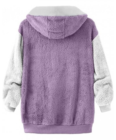 Jackets for Women 2023 Fall Winter Sherpa Fleece Jacket Full Zip Long Sleeve Casual Fuzzy Hooded Coats Outwear Z3n-purple $10...