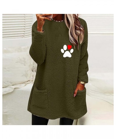 Fleece Sherpa Pullover Women Oversized Fluffy Sweatshirt Crewneck Long Sleeve Tops Warm Winter Outerwear With Pockets Fleece ...