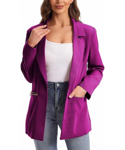 Women's Casual Blazer Jacket Long Sleeve Open Front Blazer with Zipper Pockets Regular Rose $31.34 Blazers