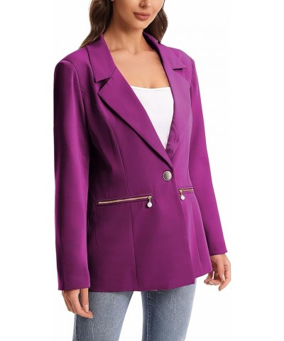 Women's Casual Blazer Jacket Long Sleeve Open Front Blazer with Zipper Pockets Regular Rose $31.34 Blazers