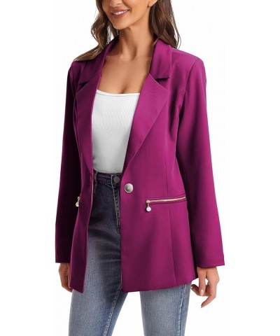 Women's Casual Blazer Jacket Long Sleeve Open Front Blazer with Zipper Pockets Regular Rose $31.34 Blazers