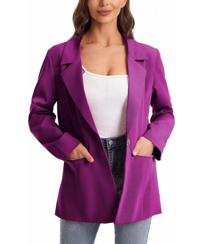 Women's Casual Blazer Jacket Long Sleeve Open Front Blazer with Zipper Pockets Regular Rose $31.34 Blazers