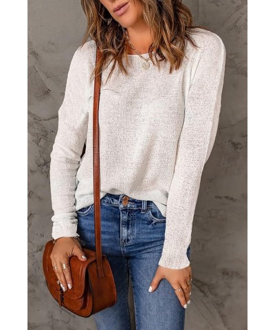 Womens Drop Shoulder Pullover Sweater Tops S_white $17.39 Sweaters