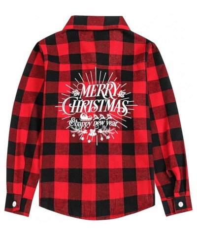 Girls and Womens Long Sleeve Casual Button Down Shirts, 3 Months - Adult 2XL Women Christmas Red Black Plaid $8.39 Blouses