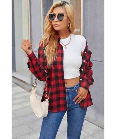 Girls and Womens Long Sleeve Casual Button Down Shirts, 3 Months - Adult 2XL Women Christmas Red Black Plaid $8.39 Blouses