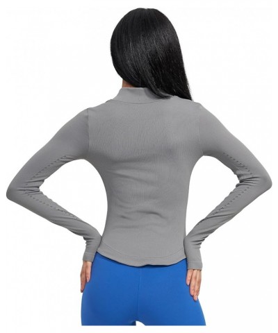 Womens Athletic Long Sleeve Full Zip Running Track Jacket Workout Yoga Sportwear with Thumb Holes Slim Fit Darkgrey $18.23 Ac...