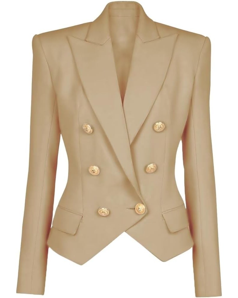 Women's Blazer Business Women Casual Long Sleeve Double Breasted Suit Jacket Office Lady Work Blazers Suit Champange $18.19 B...