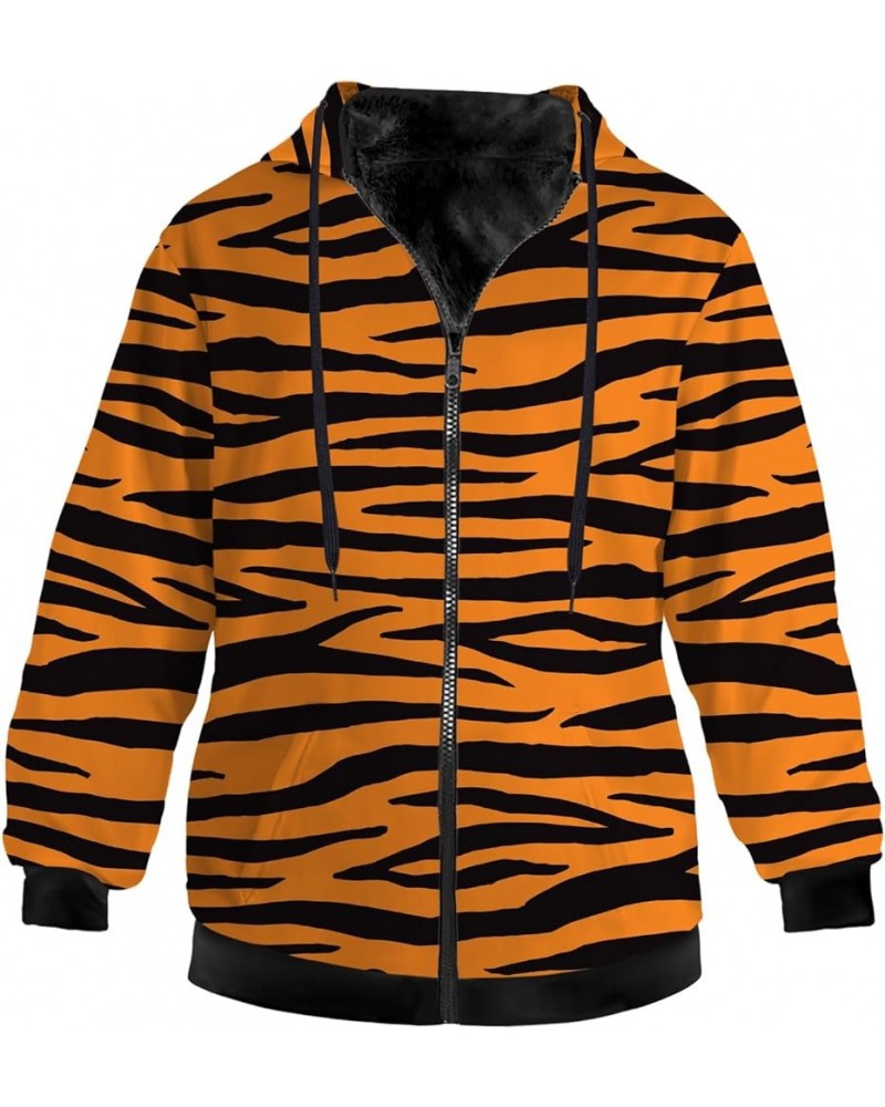 Mens Womens Tiger Hoodies Fleece Zip Hooded Animal Sweatshirt Winter Sherpa Lined Warm Jacket with Pockets 1577 Orange $32.15...