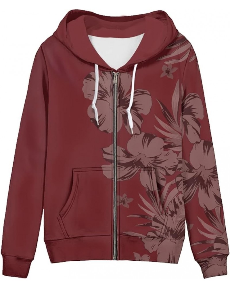 Womens Zip-up Hoodie with Kanga Pocket(XS-5XL) ,Cactus,Sunflowers,Butterfly Long Sleeve Sport Shirts Shell Jackets Hibiscus F...