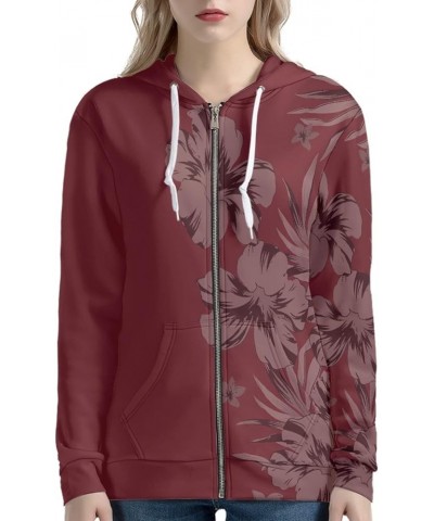 Womens Zip-up Hoodie with Kanga Pocket(XS-5XL) ,Cactus,Sunflowers,Butterfly Long Sleeve Sport Shirts Shell Jackets Hibiscus F...