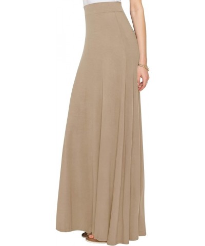 Women's Solid Maxi Skirt with Elastic Waist Band Wb1434_taupe $14.01 Skirts