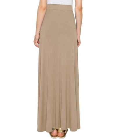 Women's Solid Maxi Skirt with Elastic Waist Band Wb1434_taupe $14.01 Skirts