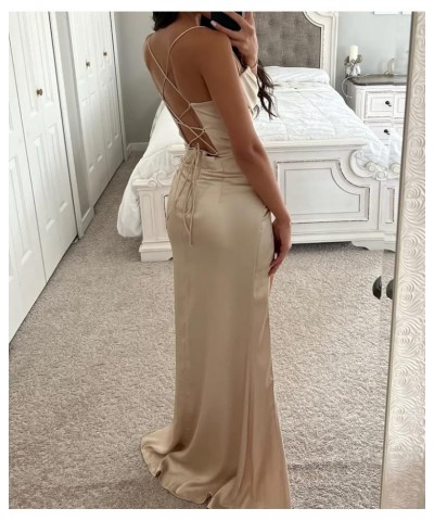 Women's Mermaid Prom Dress with Slit Satin Bridesmaid Dresses Long Corset Evening Formal Party Gown Emerald Green $29.06 Dresses