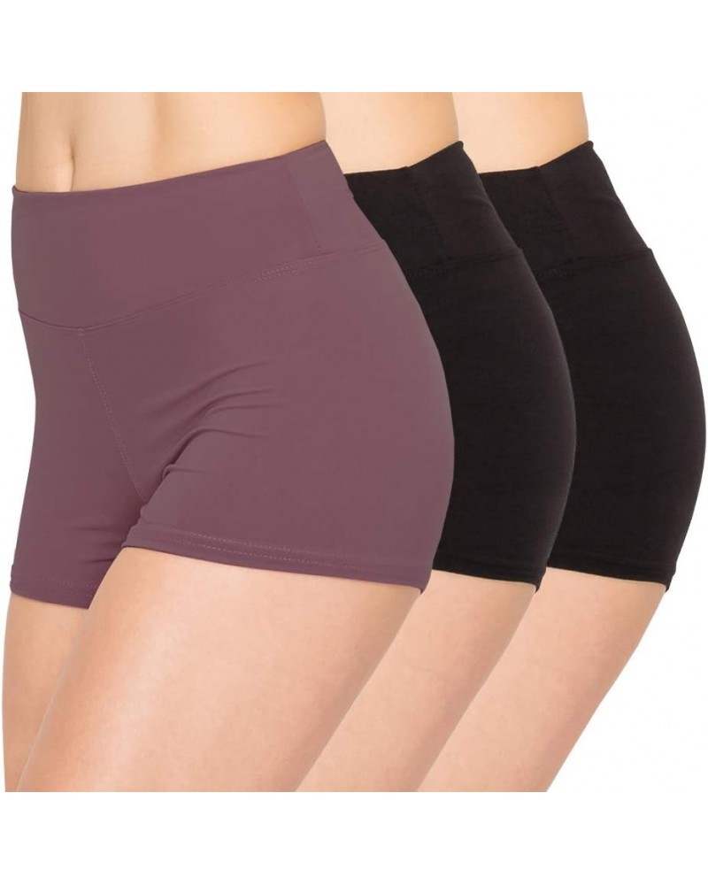 3 Pack Yoga Shorts – Super Soft Slip Shorts for Women Sho 3p Black/Black/Vintageviolet $20.13 Activewear