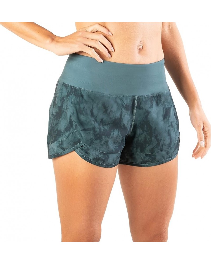 Womens 3" Lightweight Running WOD Volleyball Shorts Workout Mesh Liner Zip Pocket Green Riptide $15.80 Activewear