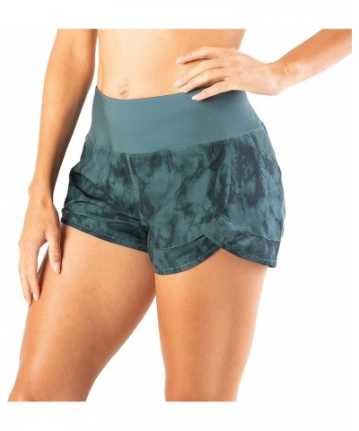 Womens 3" Lightweight Running WOD Volleyball Shorts Workout Mesh Liner Zip Pocket Green Riptide $15.80 Activewear