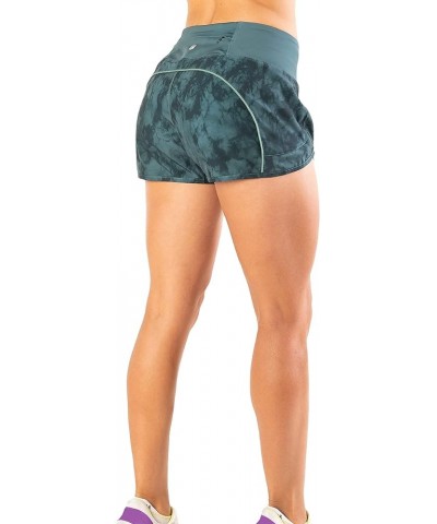 Womens 3" Lightweight Running WOD Volleyball Shorts Workout Mesh Liner Zip Pocket Green Riptide $15.80 Activewear