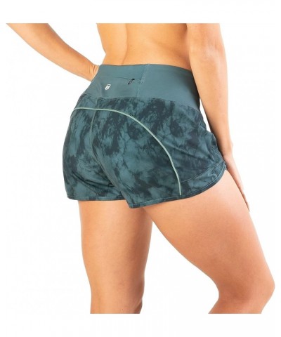 Womens 3" Lightweight Running WOD Volleyball Shorts Workout Mesh Liner Zip Pocket Green Riptide $15.80 Activewear