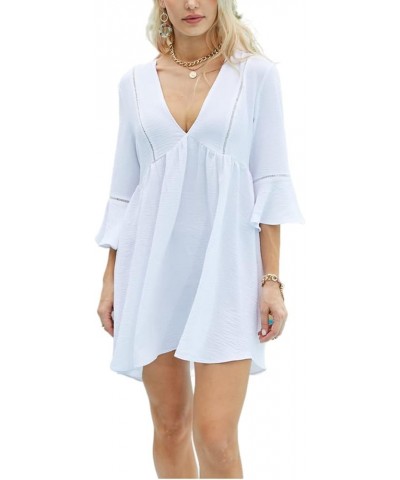 Womens Swimsuit Cover up for Women V Neck Chiffon Bathing Suit Beach Dress Swimwear Cover Up White $12.99 Swimsuits