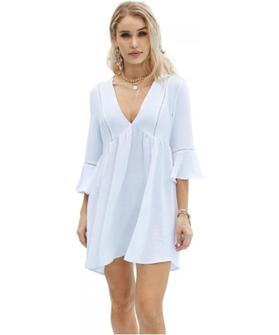 Womens Swimsuit Cover up for Women V Neck Chiffon Bathing Suit Beach Dress Swimwear Cover Up White $12.99 Swimsuits