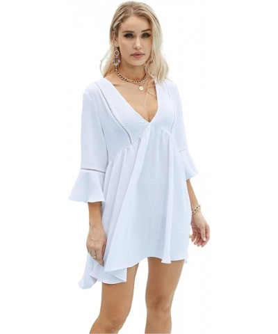 Womens Swimsuit Cover up for Women V Neck Chiffon Bathing Suit Beach Dress Swimwear Cover Up White $12.99 Swimsuits