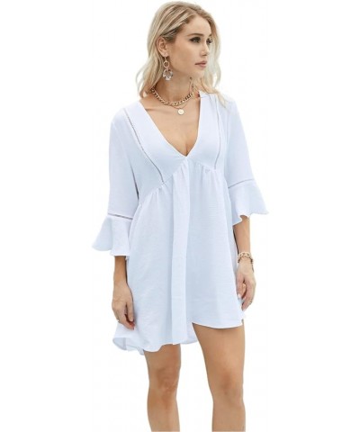 Womens Swimsuit Cover up for Women V Neck Chiffon Bathing Suit Beach Dress Swimwear Cover Up White $12.99 Swimsuits