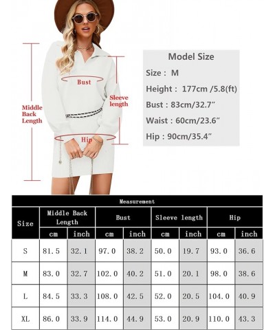 Women Casual V Neck Knit Mini Sweater Dresses Long Sleeve Solid Color Ribbed Hem Pullover Jumper Sweaters White $17.20 Sweaters