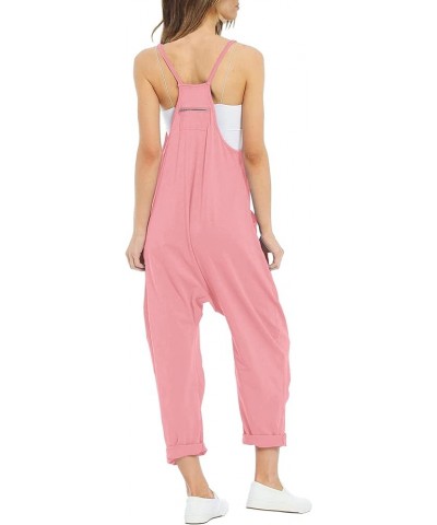 Women's Loose Casual V Neck Sleeveless Jumpsuits Spaghetti Strap Long Pant Rompers Sling Jumpsies Rompers Pink $12.18 Jumpsuits