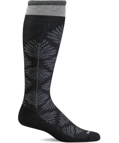 Women's Full Floral Moderate Graduated Compression Sock Black $15.75 Activewear