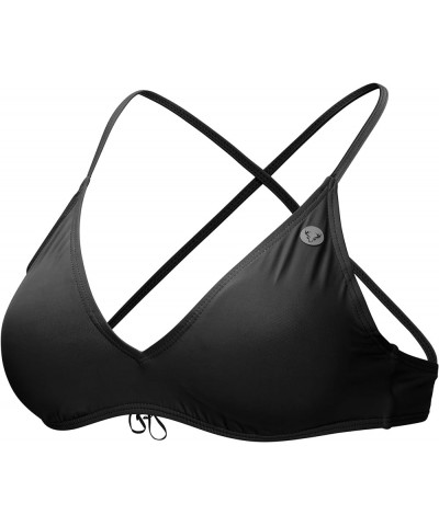 Women's Triangle Bikini Top - Adjustable Padded Bathing Suit Top/Stylish & Supportive Cross Back Tie Closure Black $30.55 Swi...