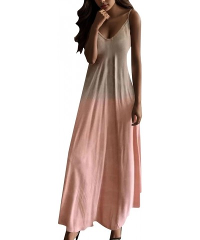 Women's Casual Loose Sundress Long Dress Sleeveless Tie Dye Split Maxi Dresses Summer Beach Dress with Pockets H2-pink $9.21 ...