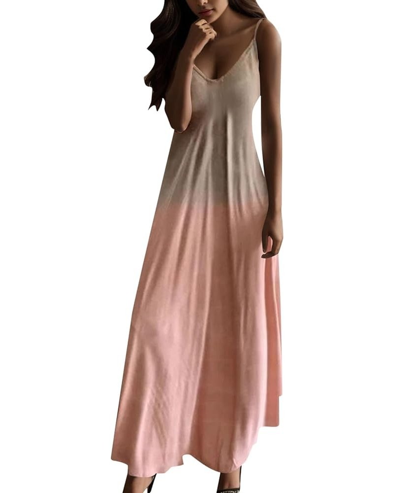 Women's Casual Loose Sundress Long Dress Sleeveless Tie Dye Split Maxi Dresses Summer Beach Dress with Pockets H2-pink $9.21 ...