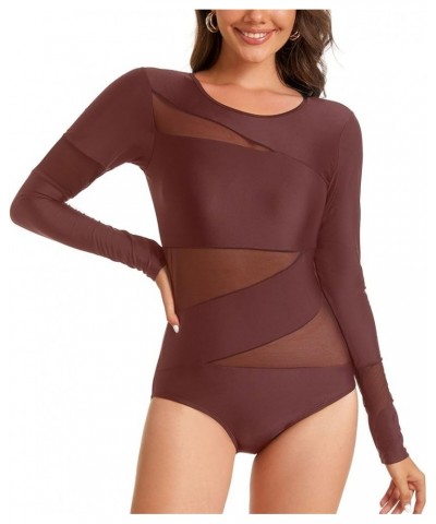 Women Long Sleeve Swimsuits Tummy Control One Piece Swimwear V Neck Zipper Bathing Suit UV Protection Sy567013-0161 $17.20 Sw...