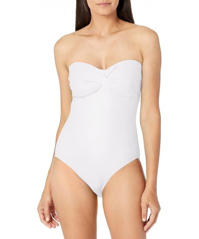 Women's Standard Twist Front Bandeau One Piece Swimsuit White $14.87 Swimsuits