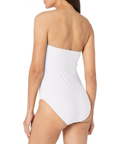 Women's Standard Twist Front Bandeau One Piece Swimsuit White $14.87 Swimsuits