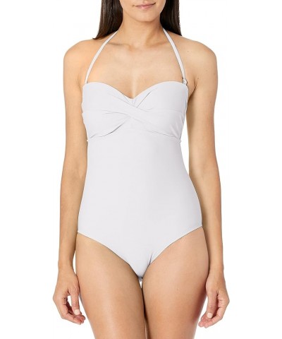 Women's Standard Twist Front Bandeau One Piece Swimsuit White $14.87 Swimsuits