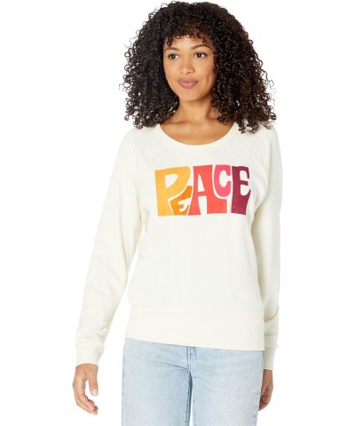 Peace Cotton Fleece Long Sleeve Crew Crema MD $21.22 Hoodies & Sweatshirts