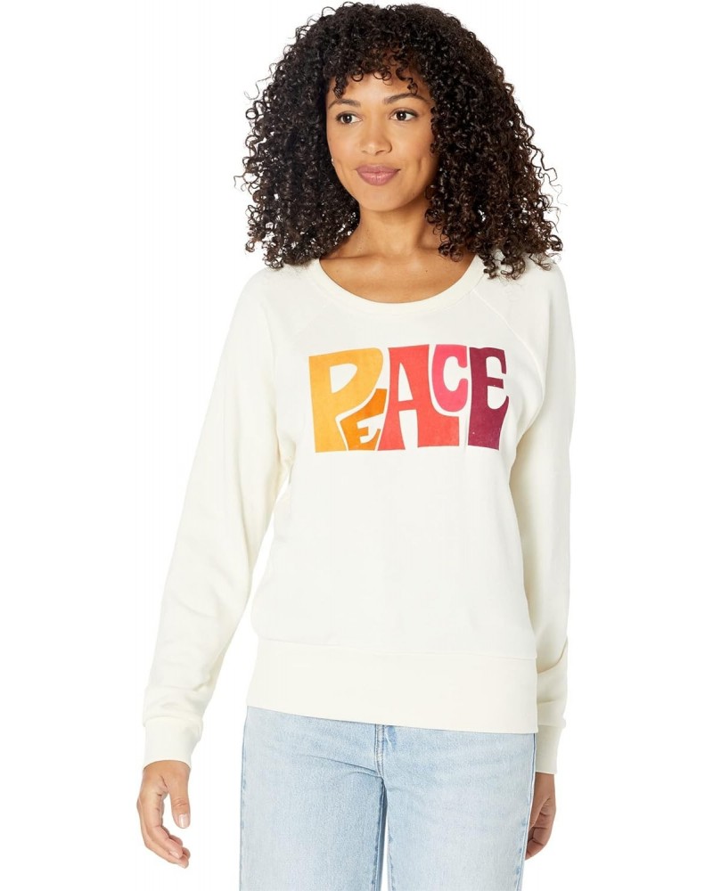 Peace Cotton Fleece Long Sleeve Crew Crema MD $21.22 Hoodies & Sweatshirts