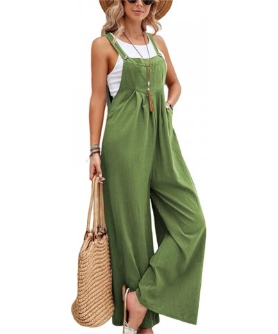 Women's Overalls Jumpsuit Casual Loose Sleeveless Adjustable Straps Bib Wide Leg Y2k Outfits with Pockets 2024 Green $10.48 O...