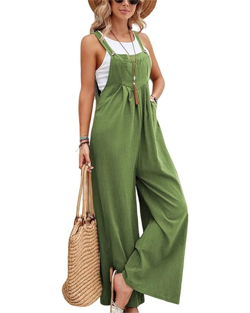 Women's Overalls Jumpsuit Casual Loose Sleeveless Adjustable Straps Bib Wide Leg Y2k Outfits with Pockets 2024 Green $10.48 O...